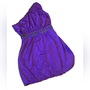 Shelli Segal dress‎ Laundry plum purple one shoulder studded y2k